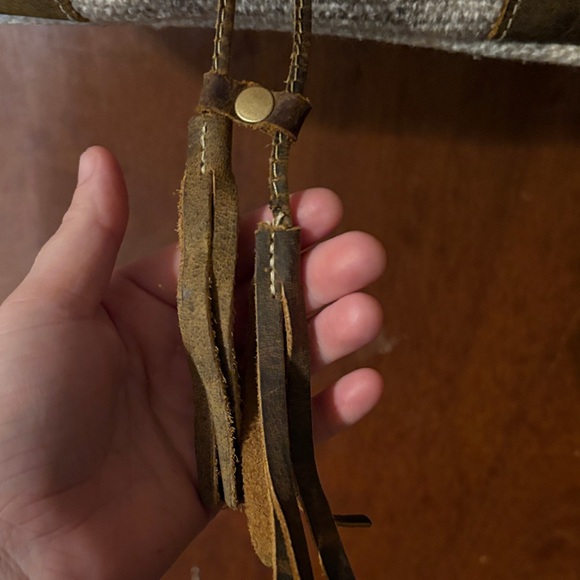 Myra Bag Beige Southwestern Drawstring Tote with Leather Trim - Picture 2 of 11